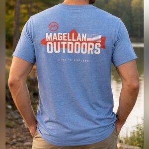 Magellan Outdoors Men’s Graphic Blue Tshirt Size Small